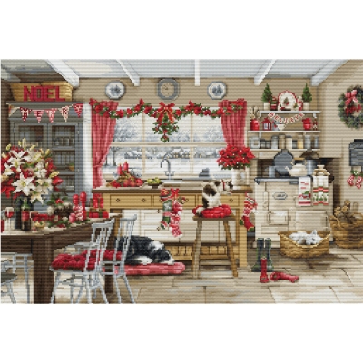 루카스 실십자수 패키지 Gold Collection / Christmas Farmhouse Kitchen BU5053